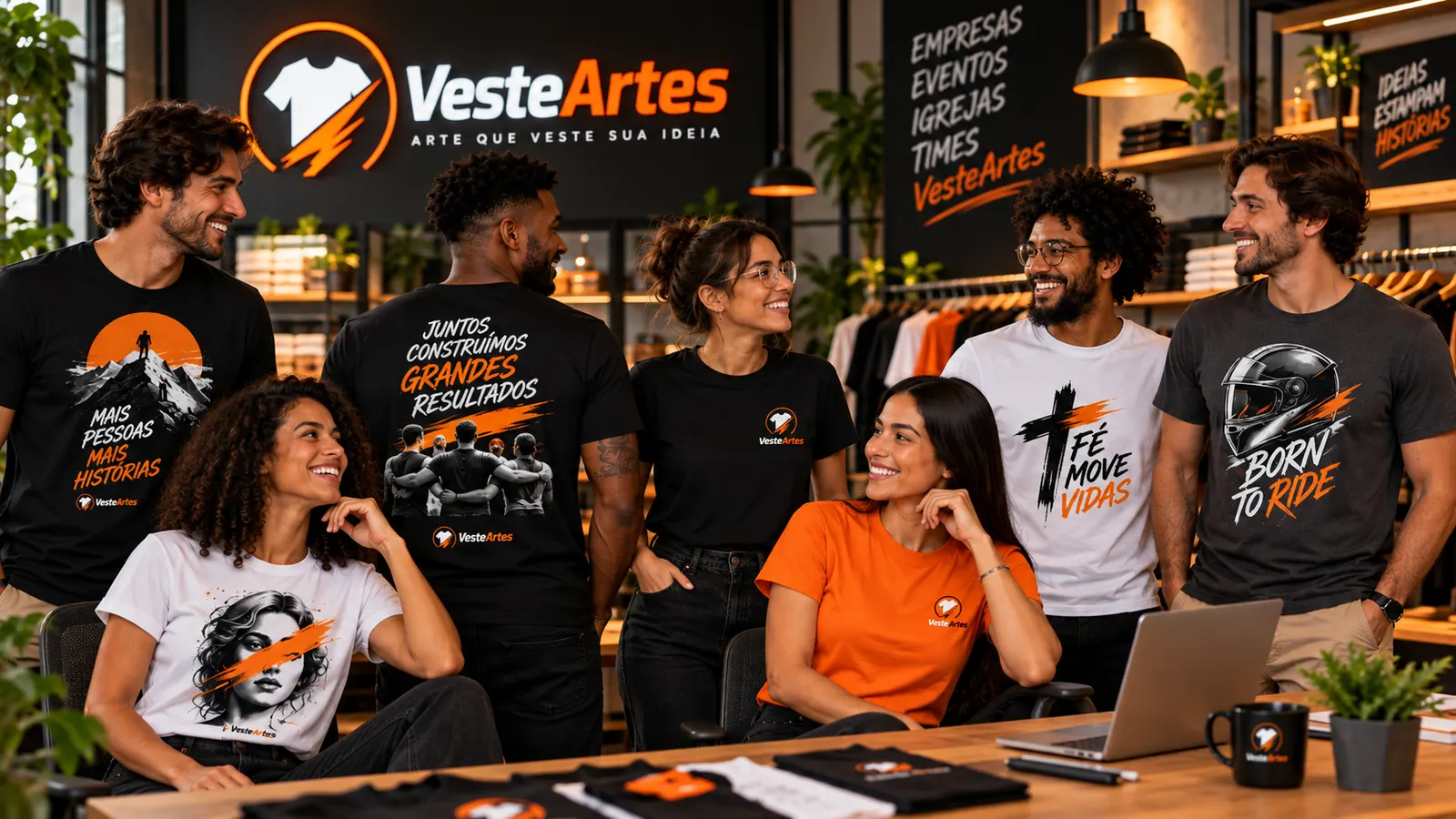 Camisetas personalizadas para eventos e grupos.