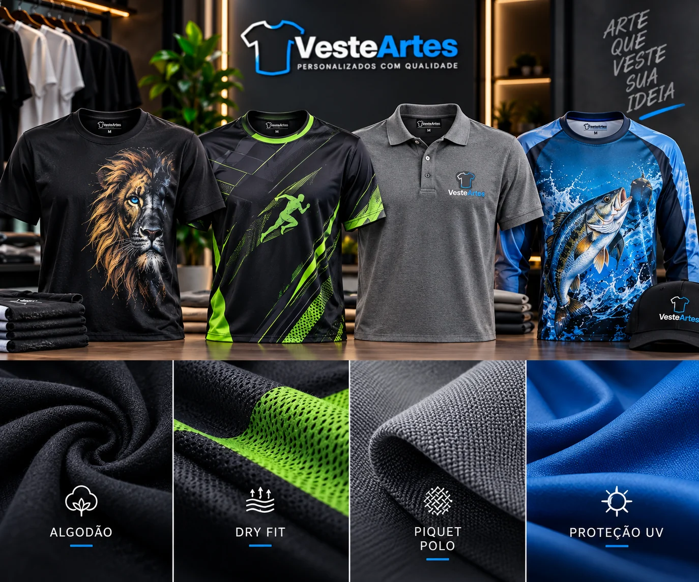 Tecidos e modelos de camisetas